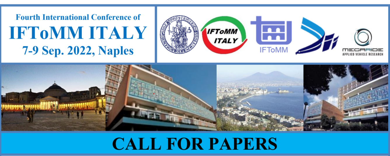 IFIT 2022 – ANNOUNCEMENT AND CALL FOR PAPERS: the 4th IFToMM ITALY Conference, September 7-9, 2022