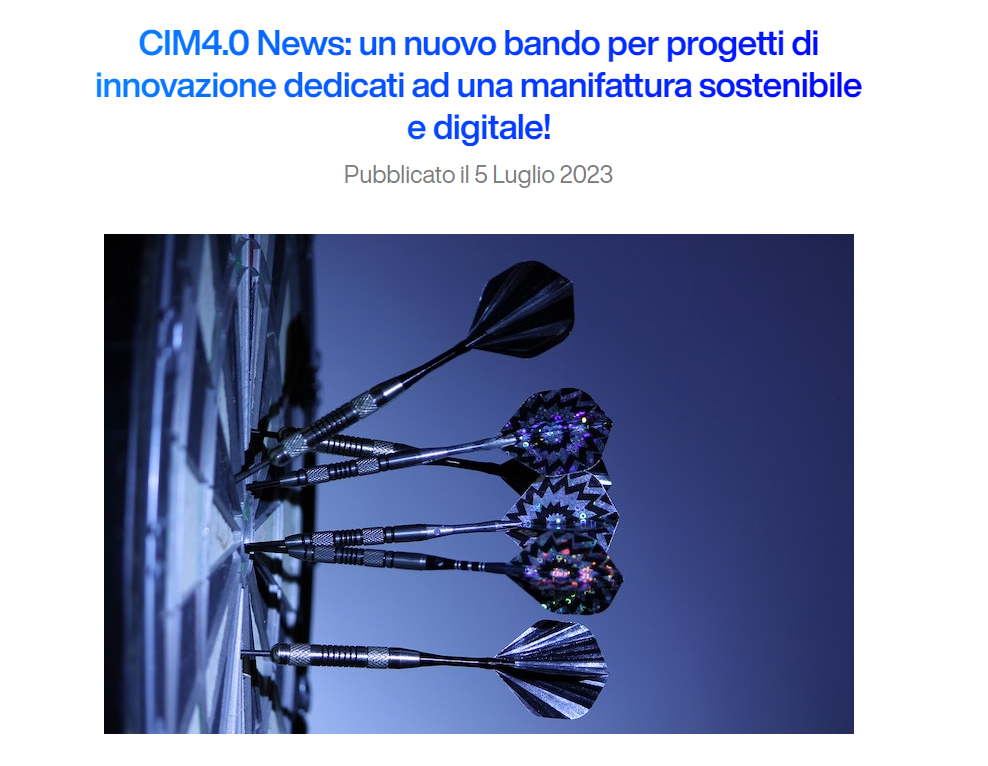 CIM 4.0 – bando per progetti di innovazione dedicati ad una manifattura sostenibile e digitale