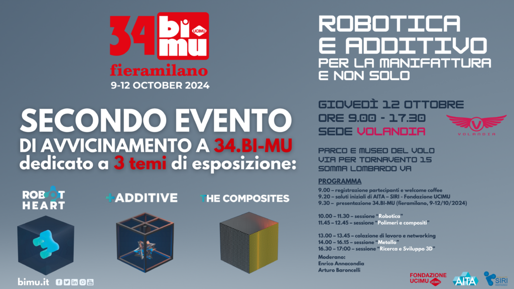 ROBOTICA E ADDITIVO PER LA MANIFATTURA E NON SOLO – 12 ottobre 2023